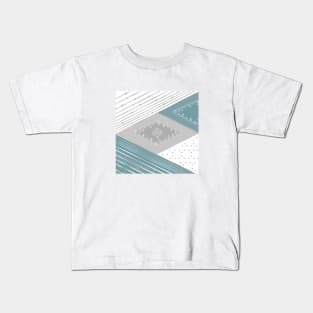 Shapes collage, stars, space, blue, grey, white, minimal, vector, geometric, modern, abstract, trendy, Kids T-Shirt